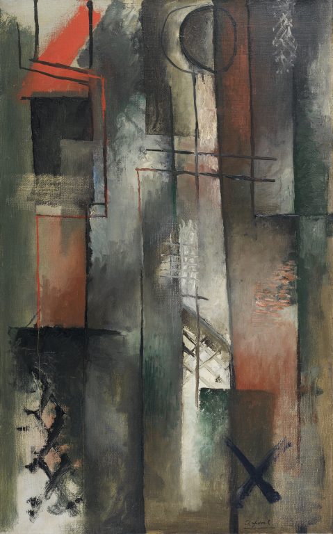 Youla Chapoval, Composition rouge et noire, 1948<br/>© Jeanne Bucher Jaeger