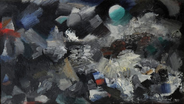 Youla Chapoval, Sans titre, (lune verte), 1951<br/>© Jeanne Bucher Jaeger