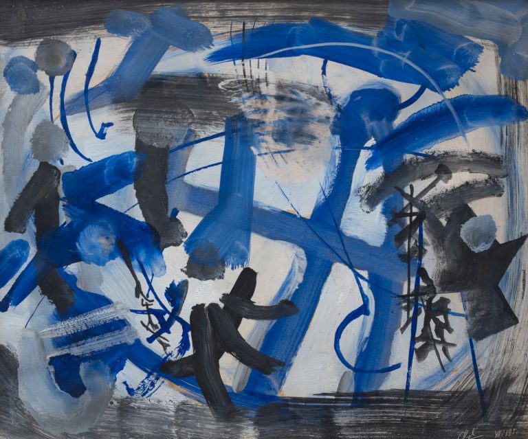 Youla Chapoval, Sans titre (Composition bleue), 1950<br/>© Jeanne Bucher Jaeger