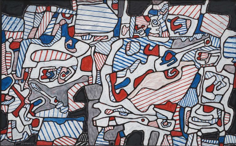 Jean Dubuffet, Site domestique (au fusil espadon) avec tête d’Inca et petit fauteuil à droite, 1966<br/>© Jeanne Bucher Jaeger
