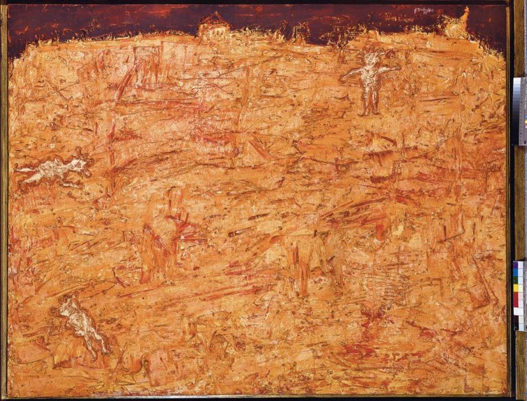 Jean Dubuffet, Terre orange aux trois hommes, 1953<br/>© Jeanne Bucher Jaeger