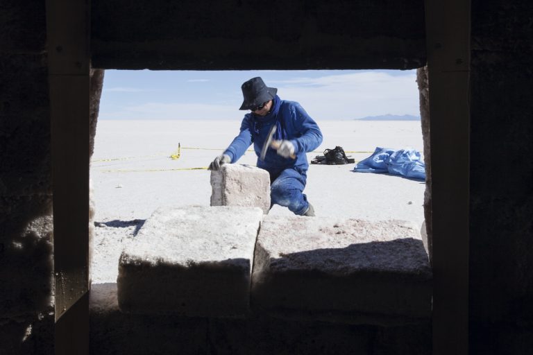 La construction de la sculpture, 2014, projet Elina<br/>© Jeanne Bucher Jaeger